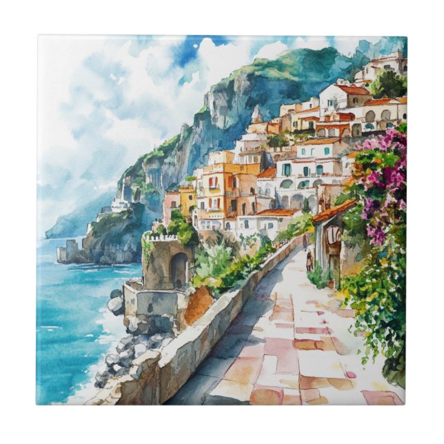 The Amalfi Coast, Italy Ceramic Tile (Front)