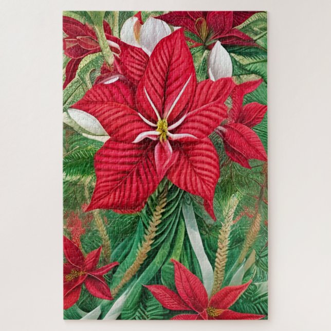 The Amaryllis Poinsettia Hybrid AI Art Jigsaw Puzzle (Vertical)