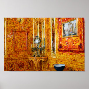 The Amber Room in Catherine Palace, Russia 12x8 Poster