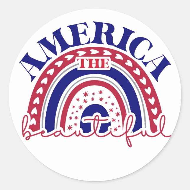 The America Beautiful Rainbow  Classic Round Sticker (Front)