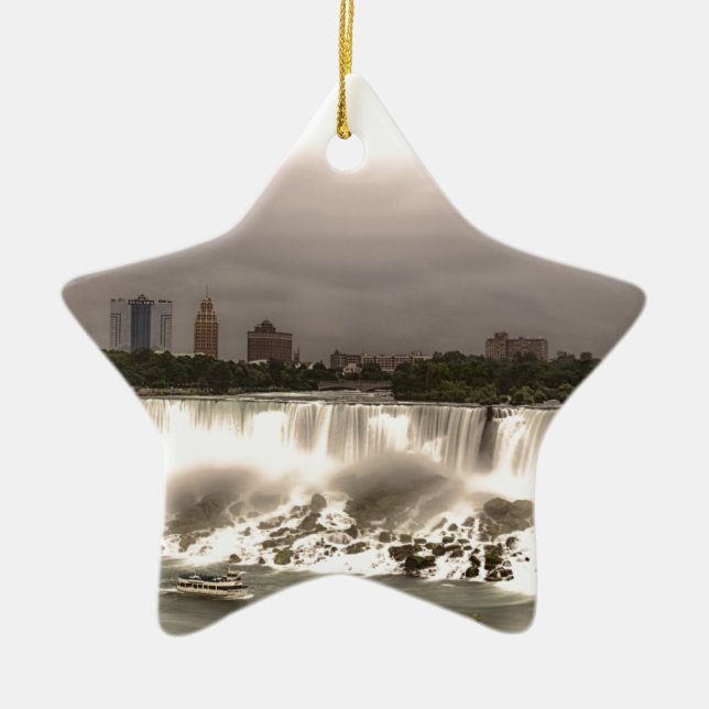 The American and Veil Falls Ceramic Tree Decoration (Front)
