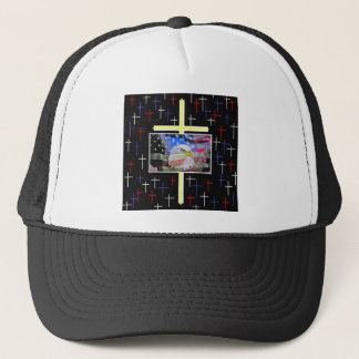 The American Bald Eagle, The Flag and The Cross. Trucker Hat