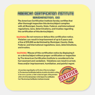 The American Certification Institute Square Sticker