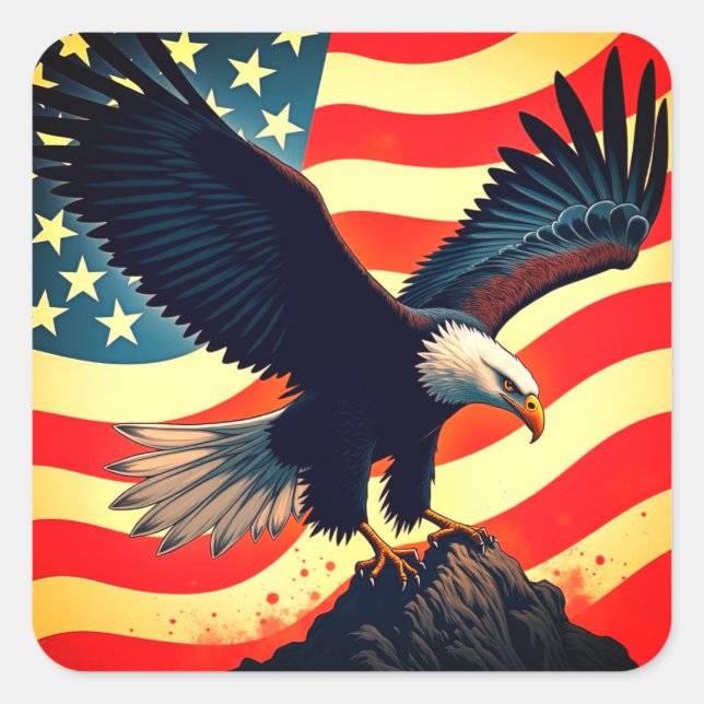 The American Eagle – Hero of the Open Sky Square Sticker (Front)