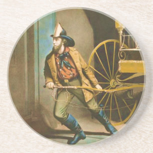 The American Firefighter Vintage Fireman Style 2 Coaster