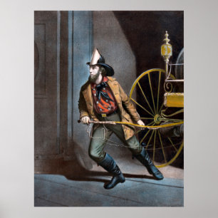 The American Fireman 1858 Vintage Poster