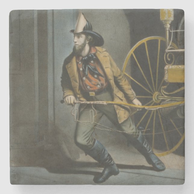 The American Fireman: Always Ready Stone Coaster (Front)