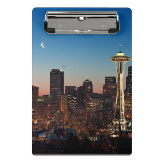 The American flag flies between the rising moon Mini Clipboard