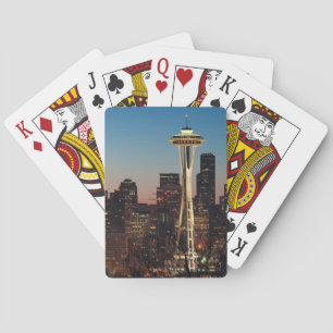 The American flag flies between the rising moon Playing Cards