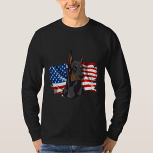 The American Flag With A Proud Patriotic Doberman T-Shirt