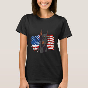The American Flag With A Proud Patriotic Doberman  T-Shirt