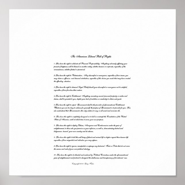 The American Liberal Bill of Rights Poster (Front)