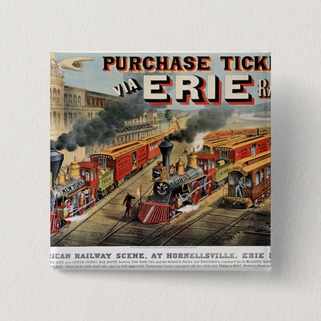 The American Railway Scene at Hornellsville 15 Cm Square Badge (Front)