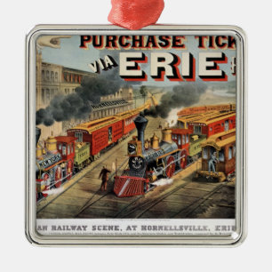 The American Railway Scene at Hornellsville Metal Ornament