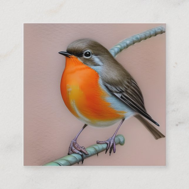 The American Robin Bird Graphic Square Business Card (Front)