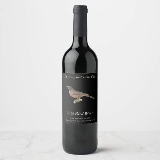 The American Robin (Turdus migratorius) NY Birds Wine Label (Front)