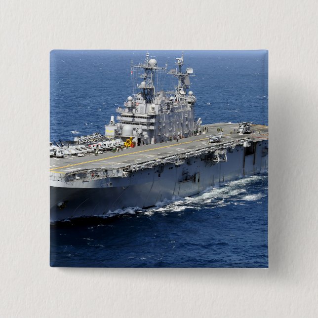 The amphibious assault ship USS Peleliu 15 Cm Square Badge (Front)
