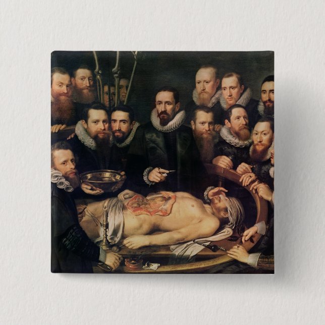The Anatomy Lesson of Doctor Willem van der 15 Cm Square Badge (Front)