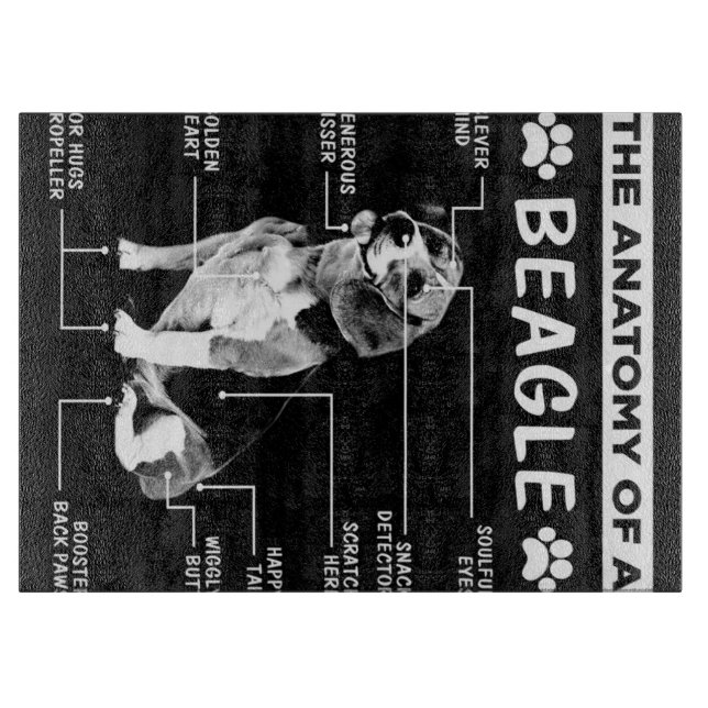 The Anatomy Of A Beagle Dog Cutting Board (Front)