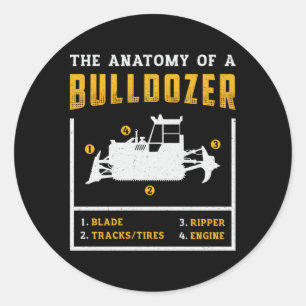 The Anatomy Of A Bulldozer Construction Worker Classic Round Sticker