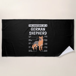 The Anatomy Of A German Shepherd Beach Towel