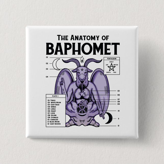 The Anatomy of Baphomet 15 Cm Square Badge (Front)