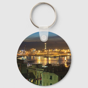 The ancient port in Genova, Italy Key Ring