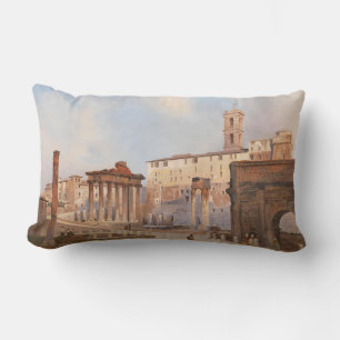The Ancient Roman Forum (by Ippolito Caffi) Lumbar Cushion