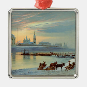 The Angara Embankment in Irkutsk, 1886 Metal Ornament