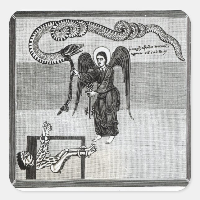 The Angel, holding the Keys of Hell Square Sticker (Front)