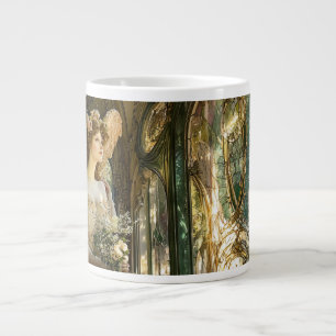 The Angel in the Stained Glass of Light Large Coffee Mug