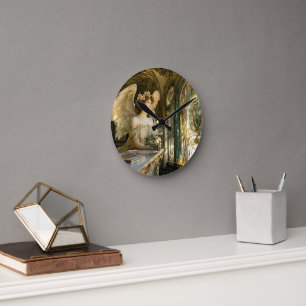 The Angel in the Stained Glass of Light Round Clock