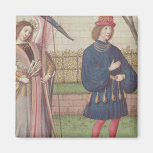 The Angel of Love appearing to a lover in garden Magnet