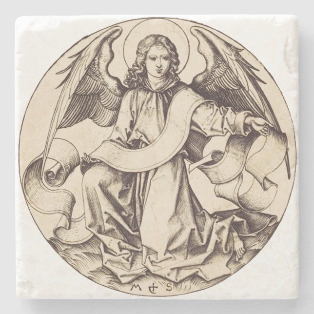 The Angel of Saint Matthew - Fine Art Symbol  Stone Coaster (Front)