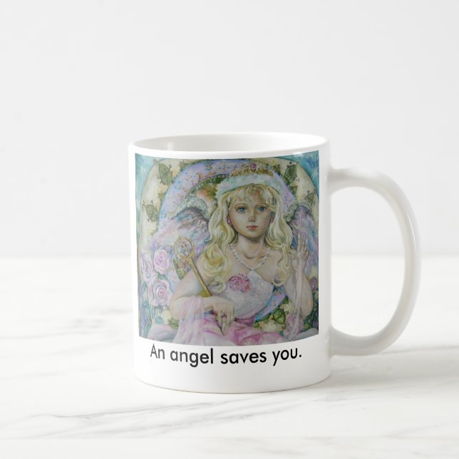 The angel of the pink sapphire., An angel saves... Coffee Mug (Right)