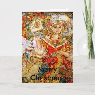The angel of the poinsettia., Merry Christmas. Holiday Card