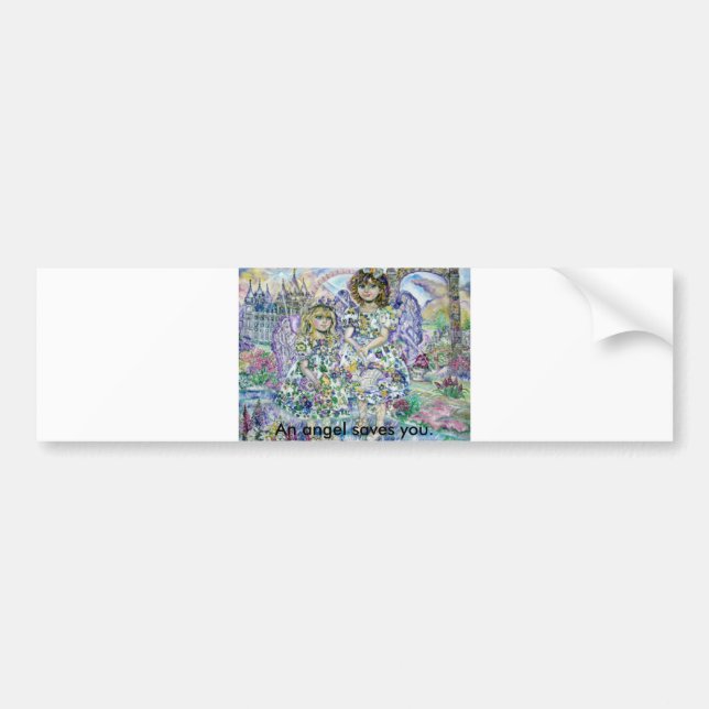 The angel of the purple flower., An angel saves... Bumper Sticker (Front)