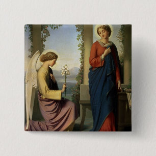The Angelic Salutation, or The Annunciation, 1860 15 Cm Square Badge