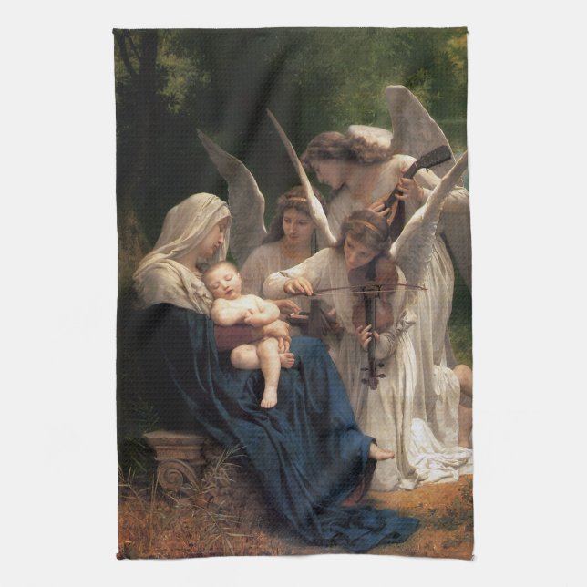 The Angels by William Adolphe Bouguereau Tea Towel (Vertical)