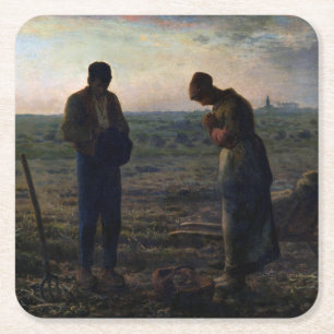 The Angelus, Jean-Francois Millet, 1857-1859 Square Paper Coaster