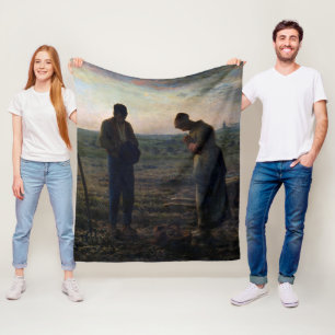 The Angelus, Jean-Francois Millet Fleece Blanket