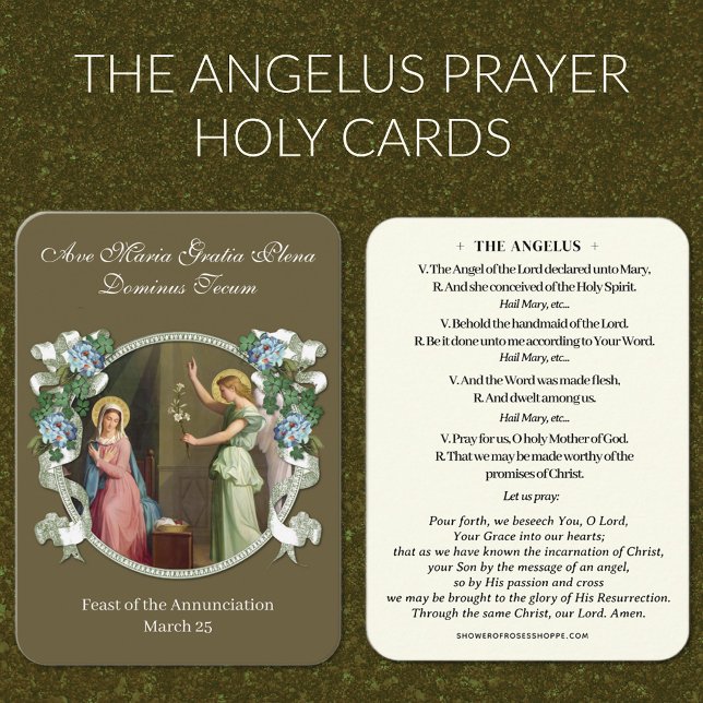 The Angelus Prayer Annunciation of Angel Holy Card (THE FEAST OF THE ANNUNCIATION IS CELEBRATED MARCH 25TH! )