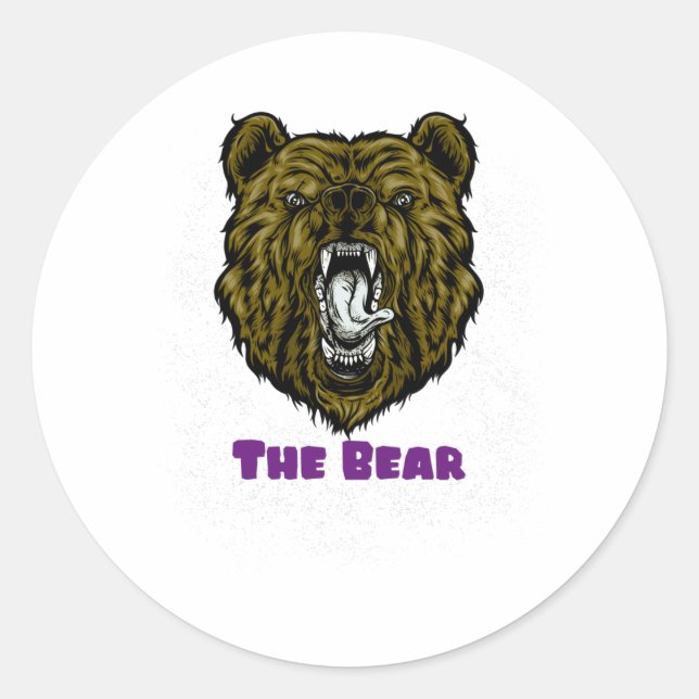 The Angry Brown Bear Classic Round Sticker (Front)