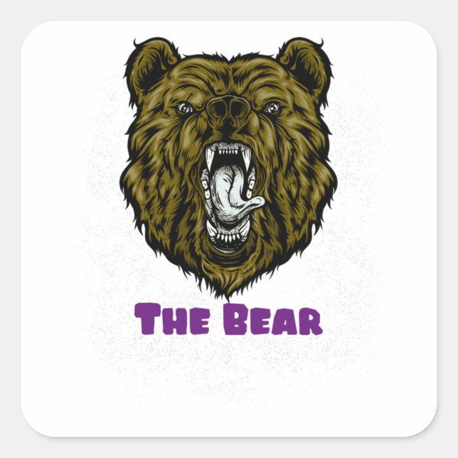 The Angry Brown Bear Square Sticker (Front)