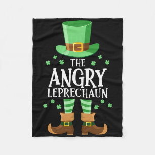 The Angry Leprechaun St Patricks Day Family Matchi Fleece Blanket