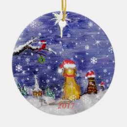 The Animals' Christmas Watercolor 2017 Ceramic Tree Decoration