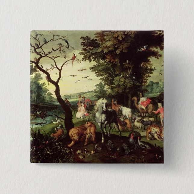 The Animals Entering Noah's Ark 15 Cm Square Badge (Front)