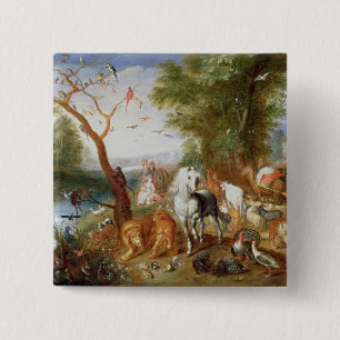 The Animals entering Noah's Ark 15 Cm Square Badge