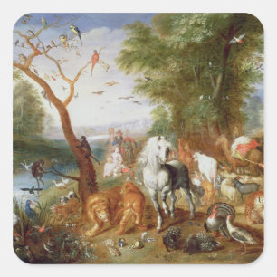 The Animals entering Noah's Ark Square Sticker