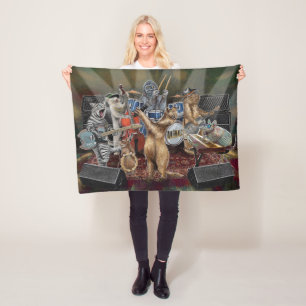 The Animalz Band Animal Musicians Performing Fleece Blanket